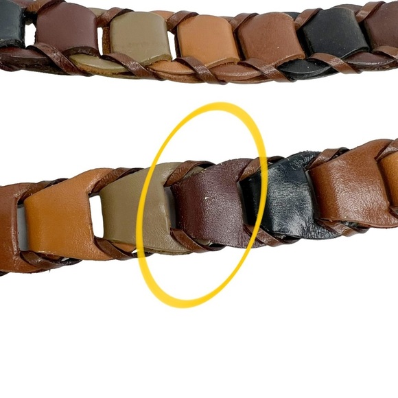 Genuine Leather Neutral Colors Interlocking Gold Buckle Belt - Picture 11 of 12